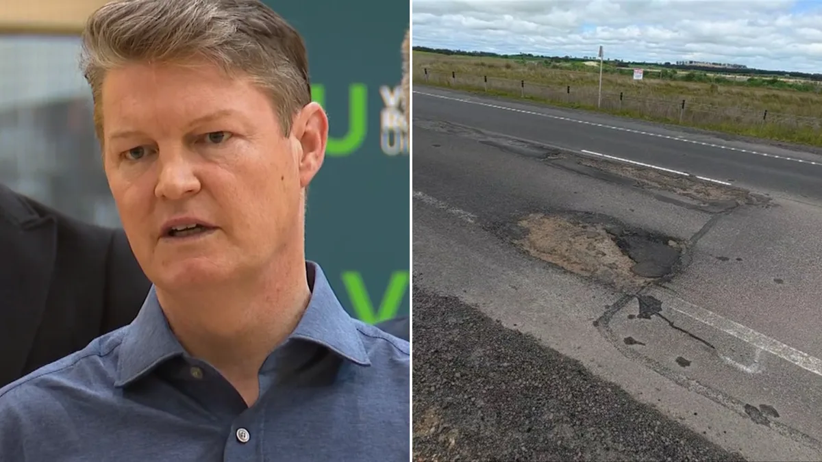 Victorian Premier Ben Carroll pressed on government responsibility after motorcyclist killed by pothole