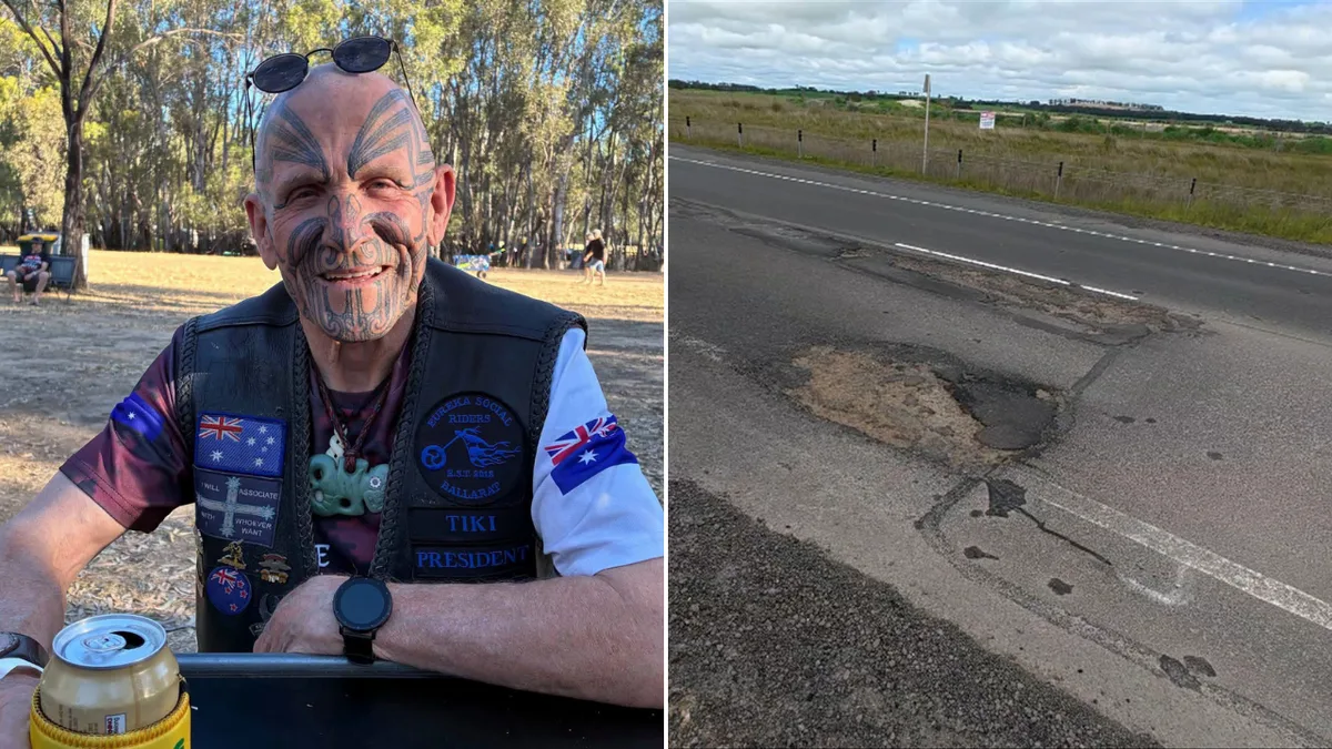 Calls for urgent road repairs after beloved motorcyclist Peter ‘Tiki’ Mason killed by pothole in Victoria