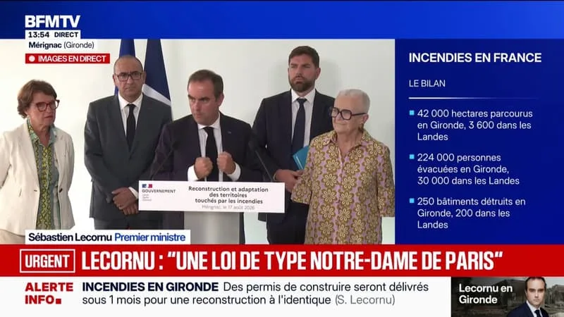 Incendies: Sébastien Lecornu annonce une aide de "12 millions d'euros pour les Landes et la Gironde"