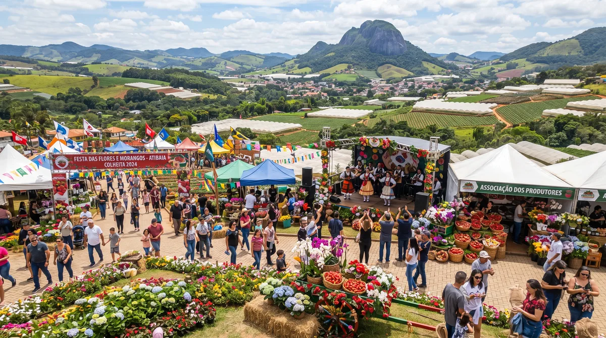 O município paulista que lidera a produção nacional de morangos e sedia a tradicional festa em homenagem à fruta