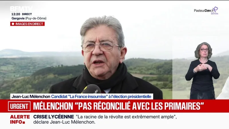 Mobilisation du 17 octobre : Jean-Luc Mélenchon, candidat LFI à la présidentielle, recommande aux lycéens et aux étudiants "les stratégies non-violentes"