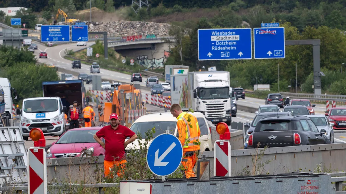 Verkehrsbehinderungen im Rhein-Main-Gebiet - Behelfsbrücke bröckelt! A643 teilgesperrt