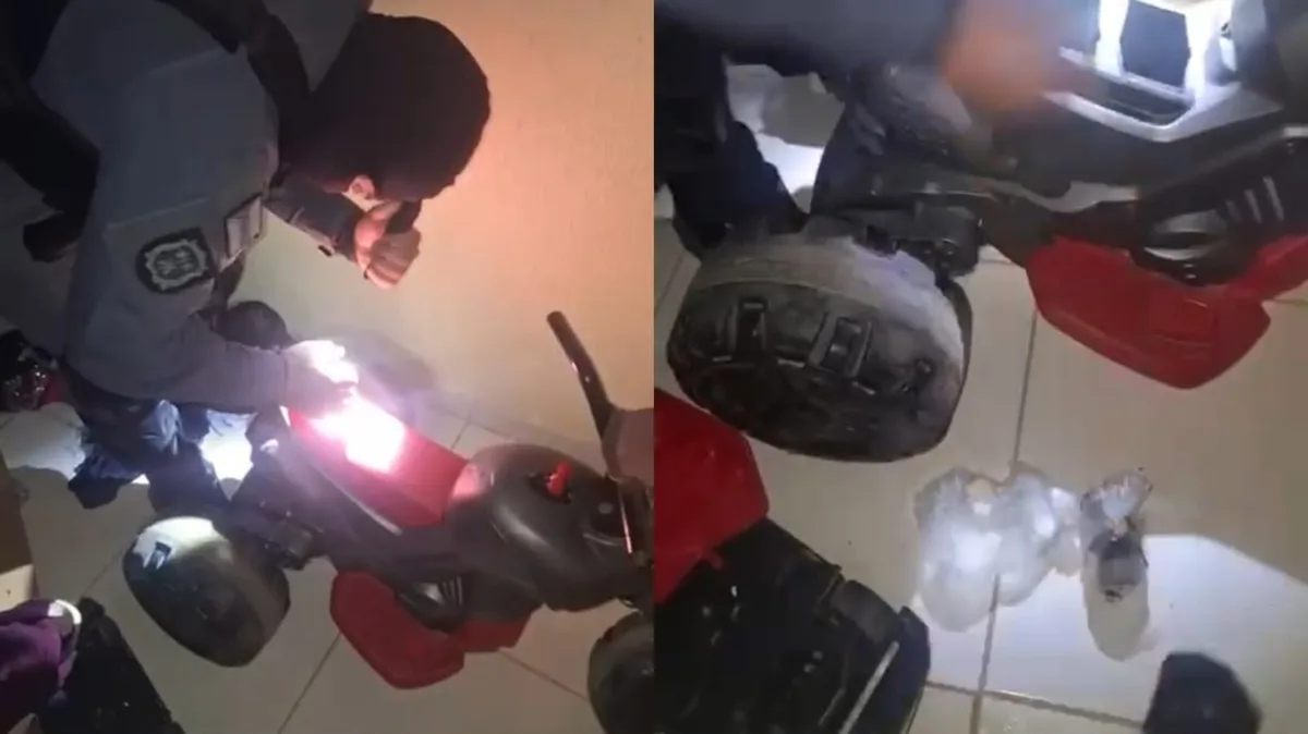 VÍDEO: polícia encontra drogas escondidas em velocípede de bebê em Macapá