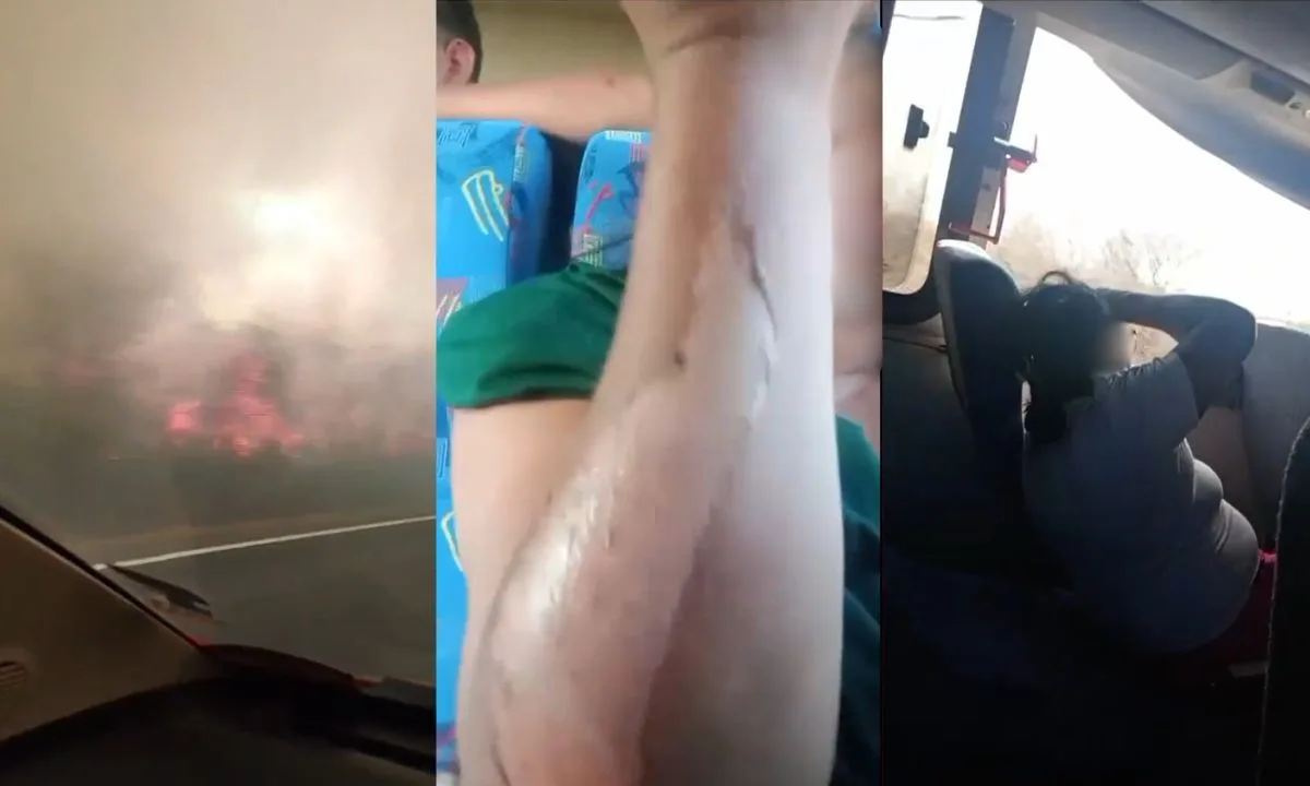 Dezenove pessoas ficam feridas após ônibus ao passar por rodovia durante incêndio na BA