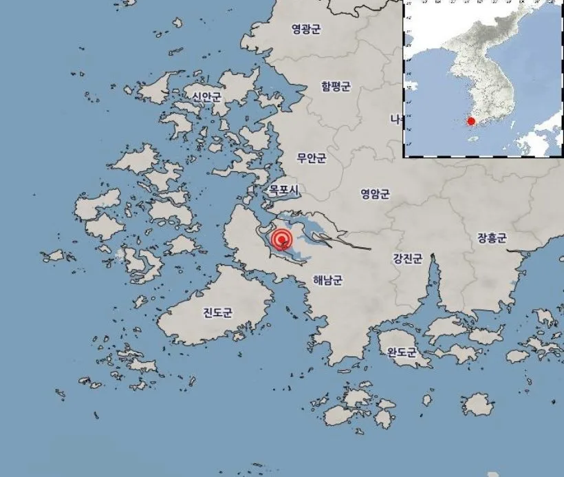 해남서 규모 2.5 지진…감지·피해 신고 없어