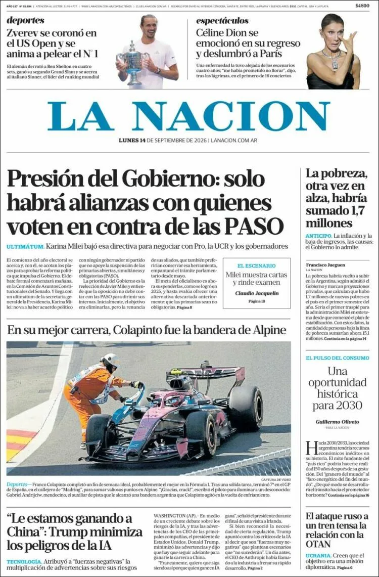 Portadas latinoamericanas de este 14 de septiembre de 2026