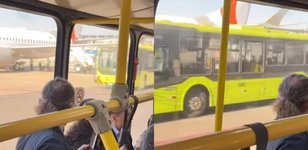 Ônibus atinge asa de avião parado na pista do Aeroporto de Guarulhos