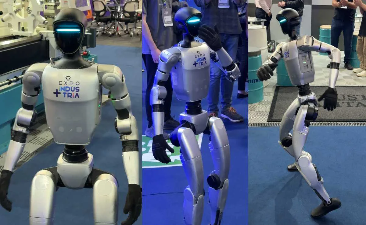 Robô humanóide que fala, dança e manda “beijo” vira febre na Expo+Indústria; veja vídeo