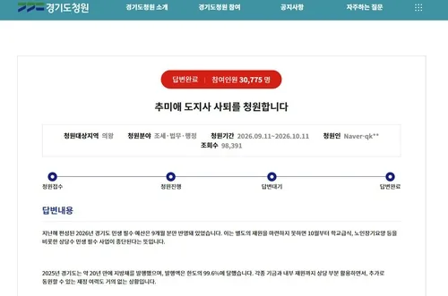 경기지사 사퇴 청원, 5일 만에 3만명 끝으로 조기 종료