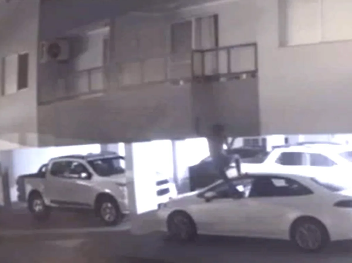 VÍDEO: Ladrão escala prédio, invade apartamento e sai com itens enrolados em cortina em Uberlândia