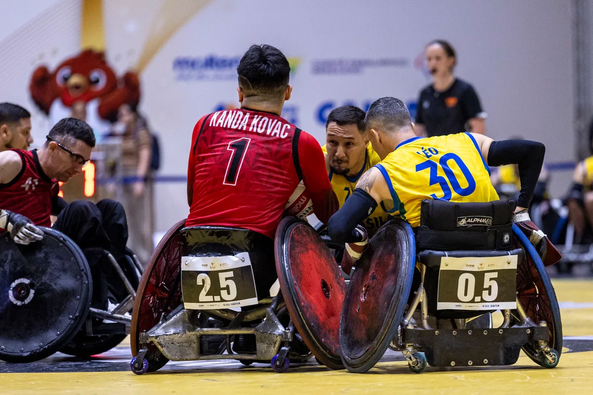 Mundial de rúgbi em cadeira de rodas: Brasil vence pela 1ª vez em jogo equilibrado contra o Canadá