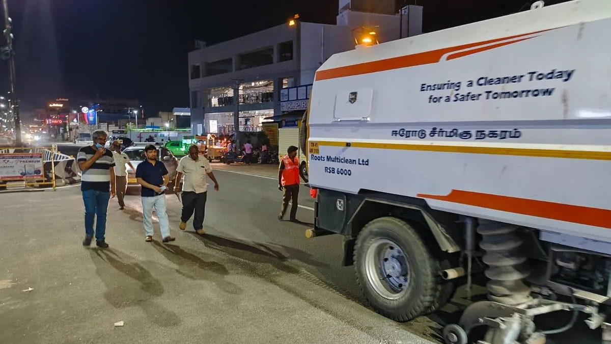 Road sweeping machine restored to service in Erode