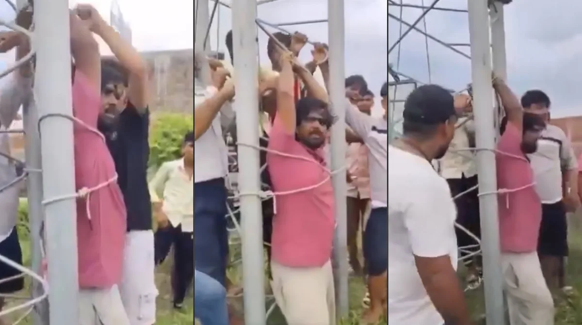 India: 5 personas detenidas por atar a una torre y agredir a un técnico de telefonía tras 2 años de reclamos sin resolver
