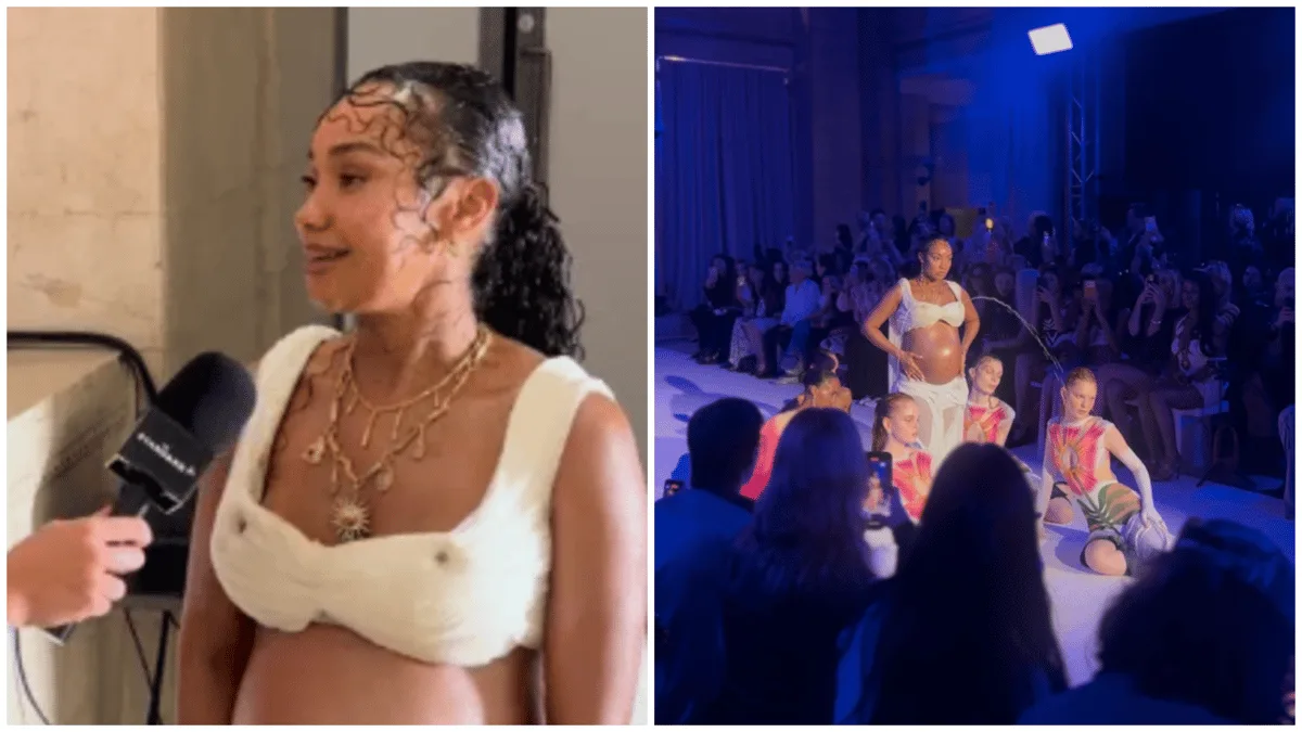Celebrity Traitors star stuns at London Fashion Week with ‘breast milk’ moment
