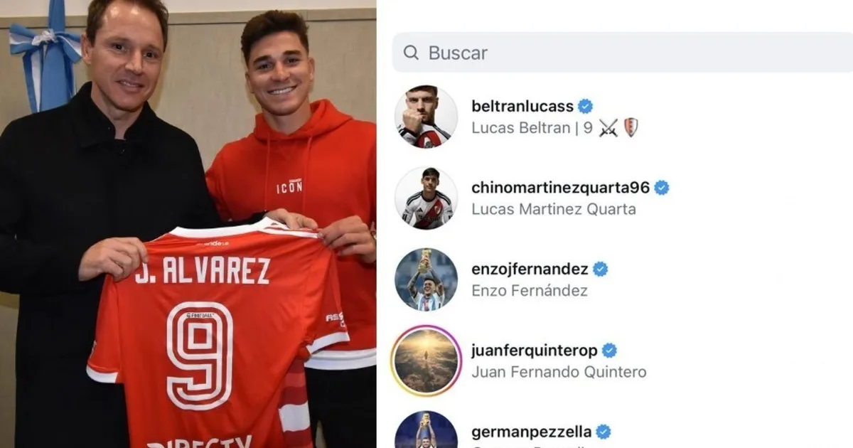 El apoyo para Julián Álvarez de sus ex compañeros de River