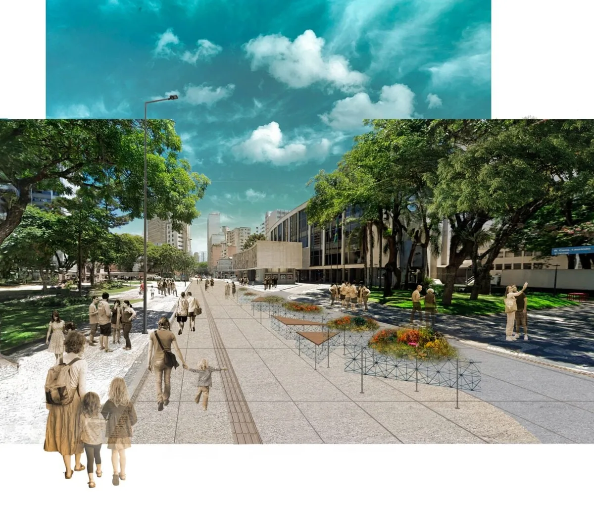 Obras para novo calçadão no Centro de Curitiba causa bloqueios