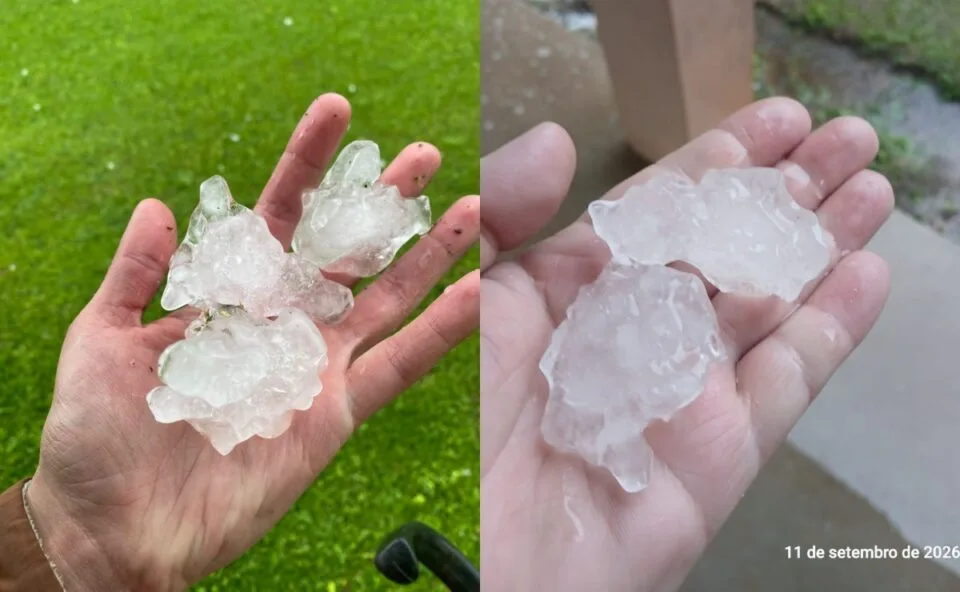 Tempestade ganha força no Paraná, traz granizo e deixa pontos de alagamento no Litoral devido à maré alta