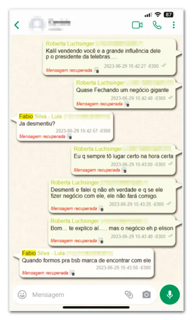 Lulinha reclamou de Kalil usar seu nome em negócio na Telebras
