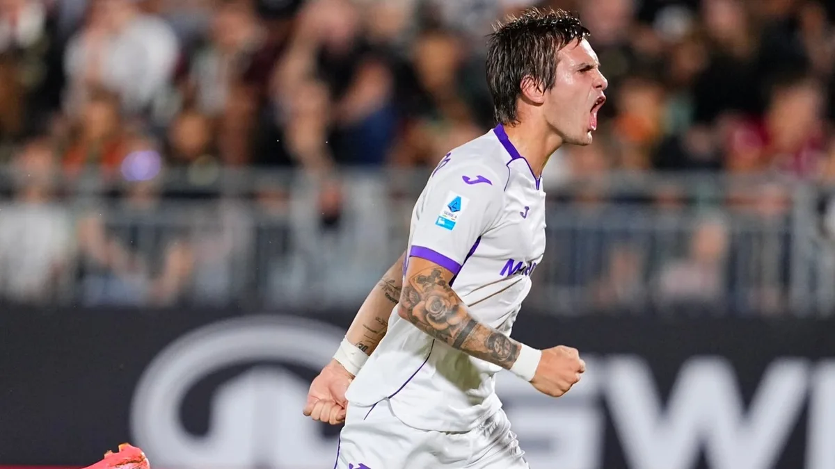 El doblete de Franco Mastantuono en un minuto para dar vuelta el resultado de Fiorentina