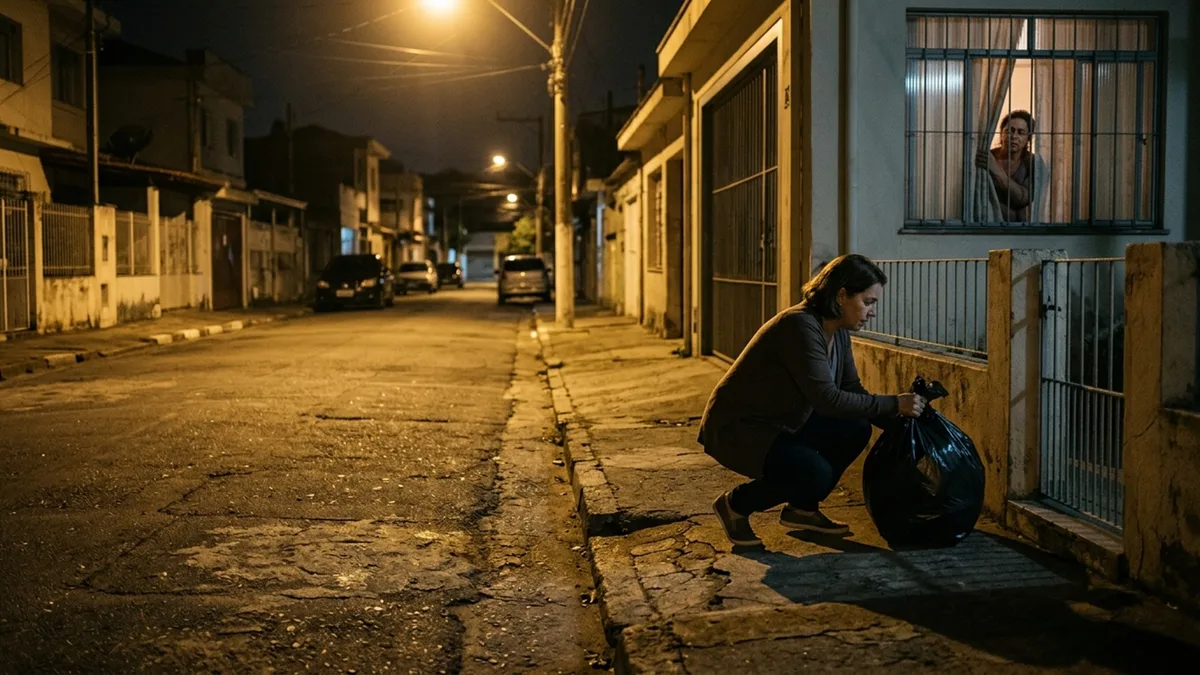 Vizinha coloca os sacos de lixo diante do portão de outra casa e reclama quando a moradora devolve tudo para a calçada de origem