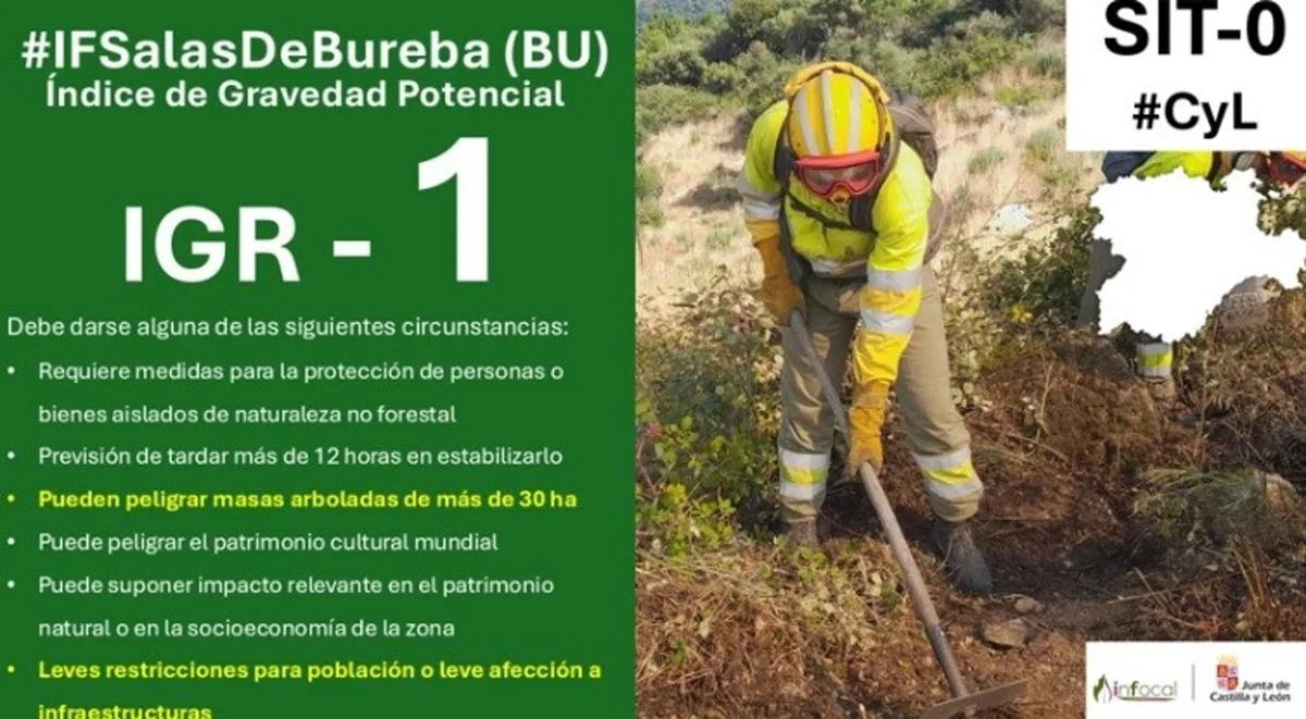 Declarado índice de gravedad 1 en un incendio forestal en Salas de Bureba (Burgos)
