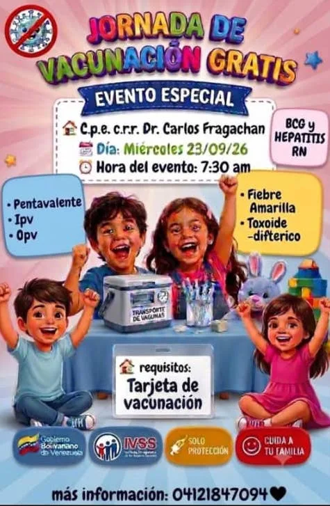 Invitan a jornada de vacunación gratuita en el Fragachán