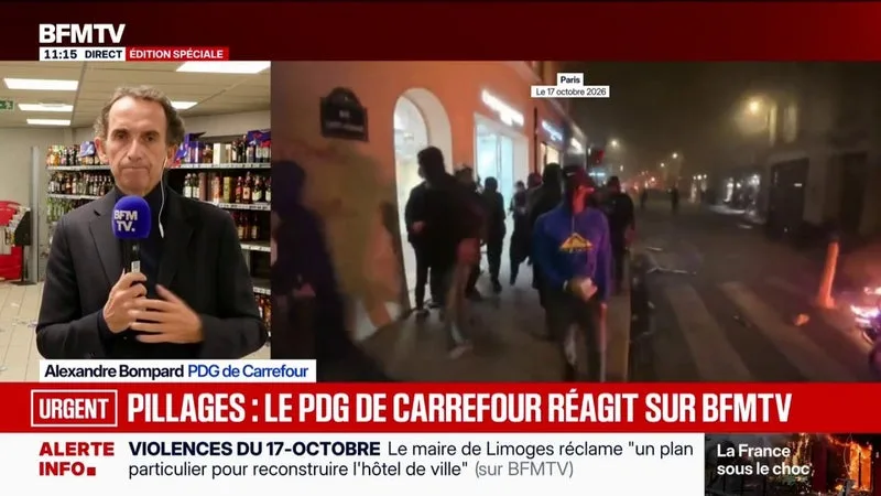 Manifestation du 17 octobre: Alexandre Bompard, PDG de Carrefour annonce une "vingtaine de magasins pillés et saccagés"