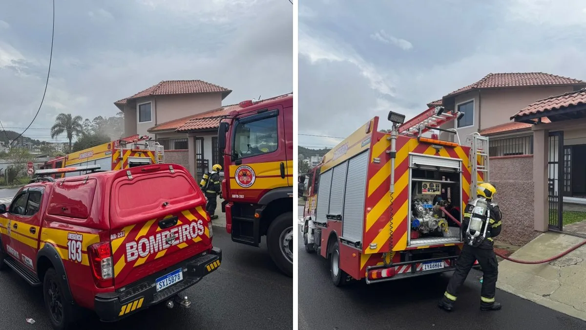 Idosos inalam fumaça e são socorridos após incêndio em residência em SC
