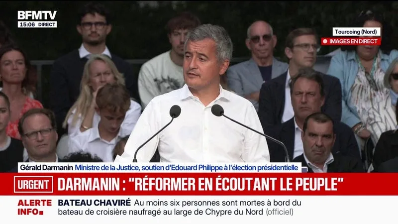 "Qui ne voit pas que la Chine et les États-Unis sont deux géants que nous ne rattraperons pas", lance Gérald Darmanin, ministre de la Justice et soutien d'Édouard Philippe