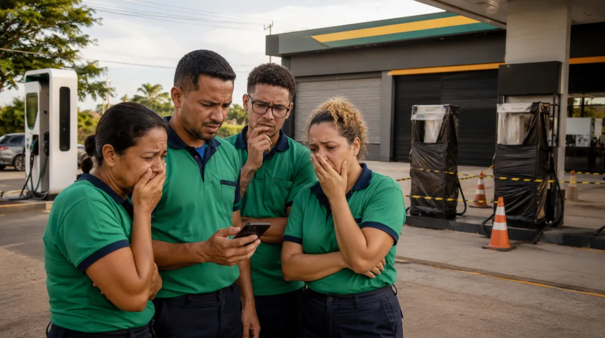 Rede de postos de gasolina fecha 40 unidades após entrada de concorrente chinesa no mercado de recarga elétrica, e funcionários descobrem rescisão por WhatsApp