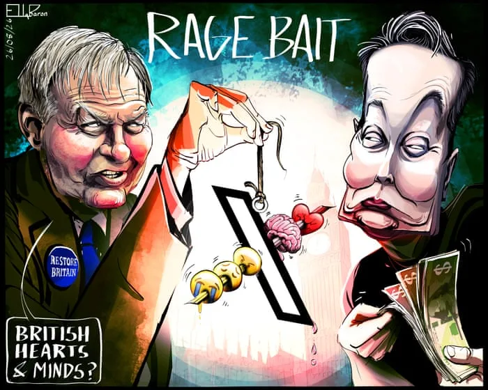 Ella Baron on Rupert Lowe’s earnings from X – cartoon