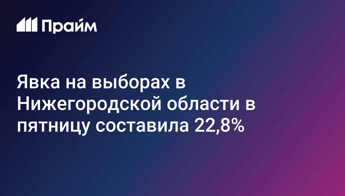 Явка на выборах в Нижегородской области в пятницу составила 22,8%