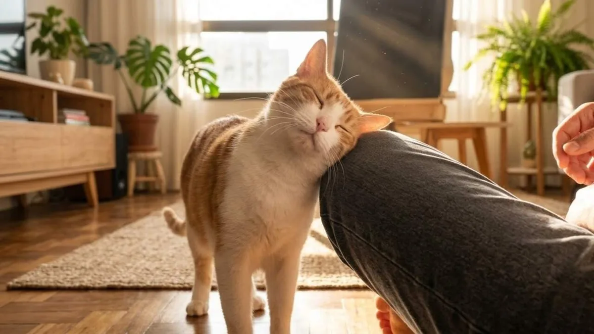 Parece carinho, mas gato te 'assina' quando dá cabeçadas em você