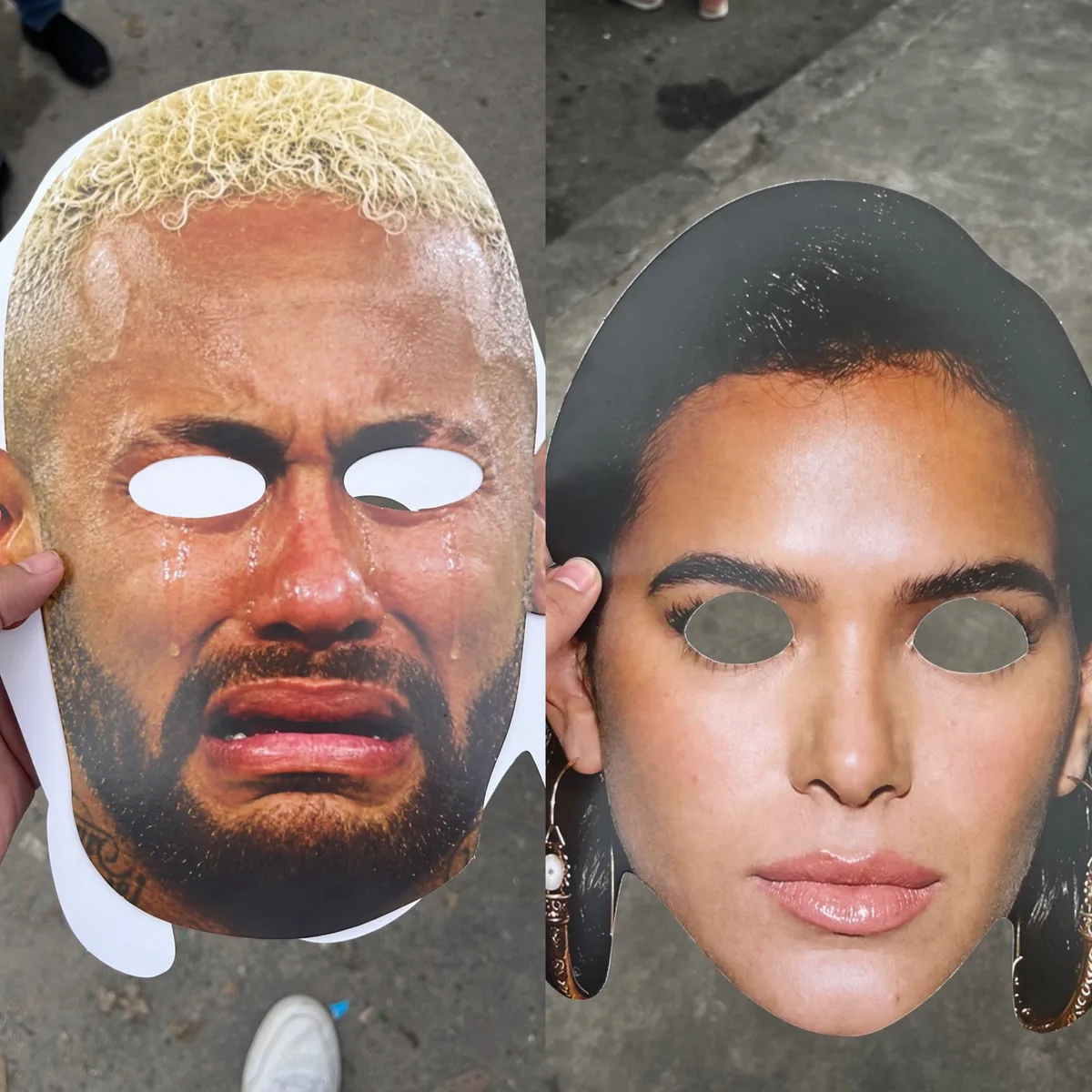 Torcedores provocam Neymar Jr. com máscaras de Bruna Marquezine