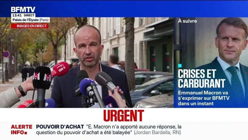 Réunion à l'Élysée: "Je n'ai pas entendu de nouvelles mesures pour faire face à cet état d'urgence sociale", déplore Manuel Bompard, coordinateur national de La France insoumise