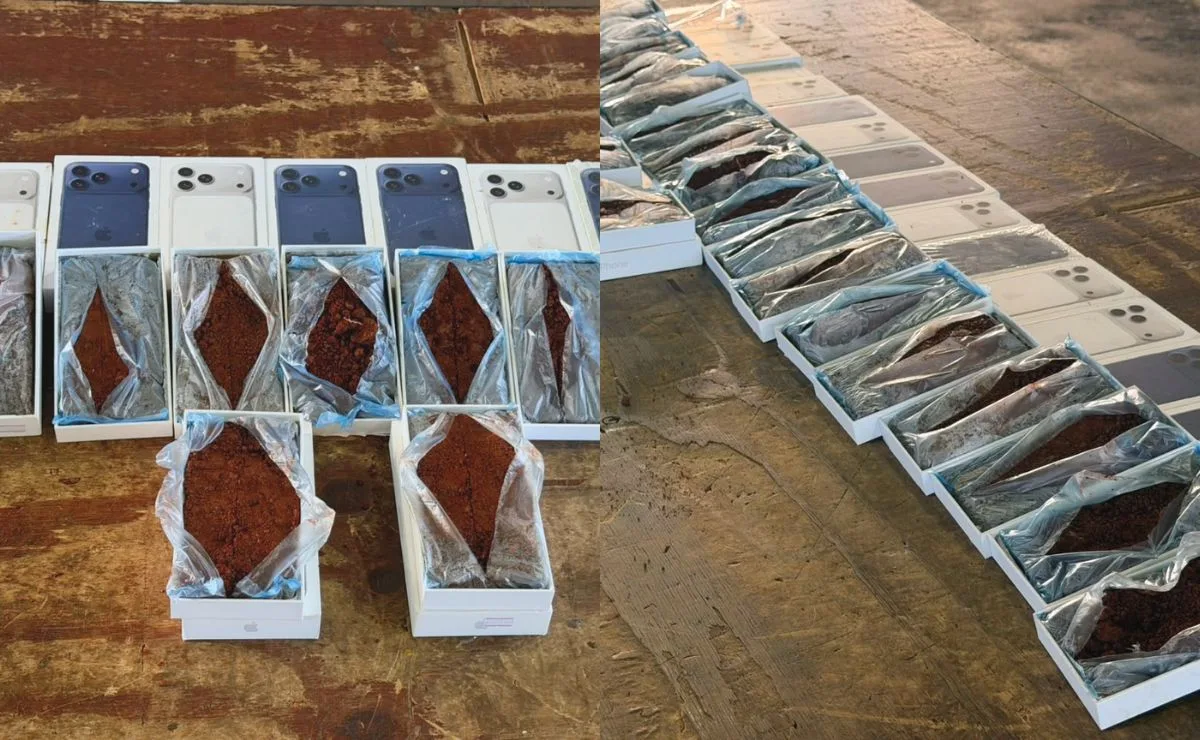 “iPhone Orgânico”: Receita Federal descobre caixas de celular cheias de terra em fundo falso de van