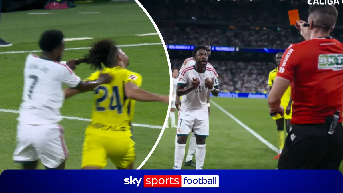 Crazy scenes! Vinicius Jr SENT OFF and has goal disallowed for hair pull!