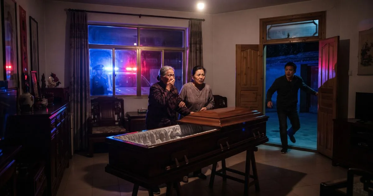 Homem finge a própria morte com ajuda da mãe e da avó para escapar de punição por dirigir bêbado na China e se dá mal quando a polícia descobre farsa com caixão comprado antes da hora