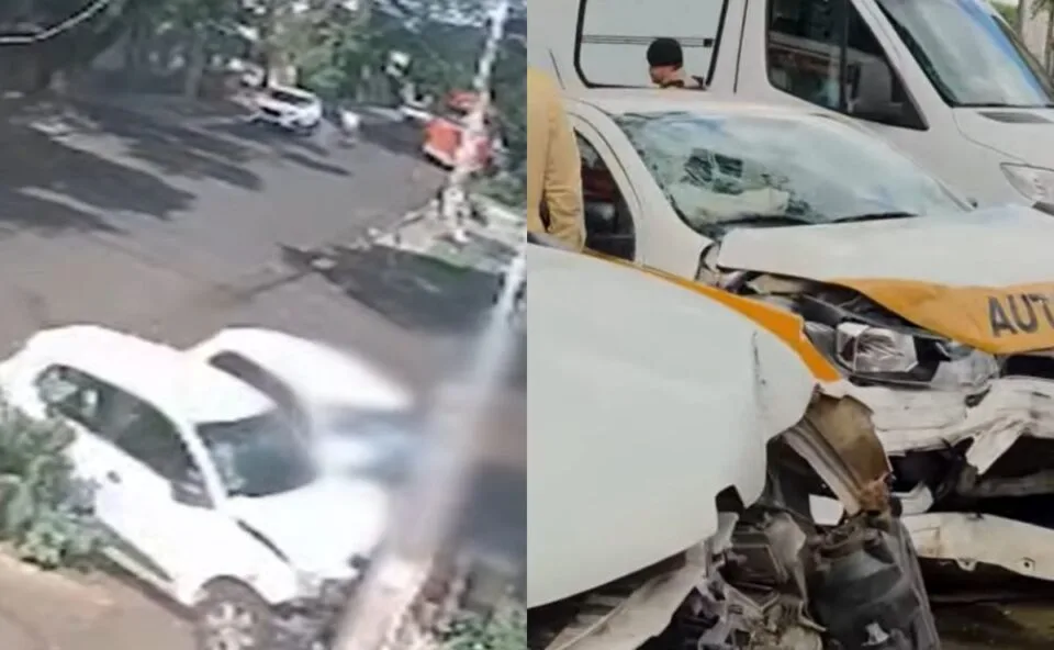 Vídeo! Pedestre é prensada contra muro após carro invadir calçada e fica gravemente ferida