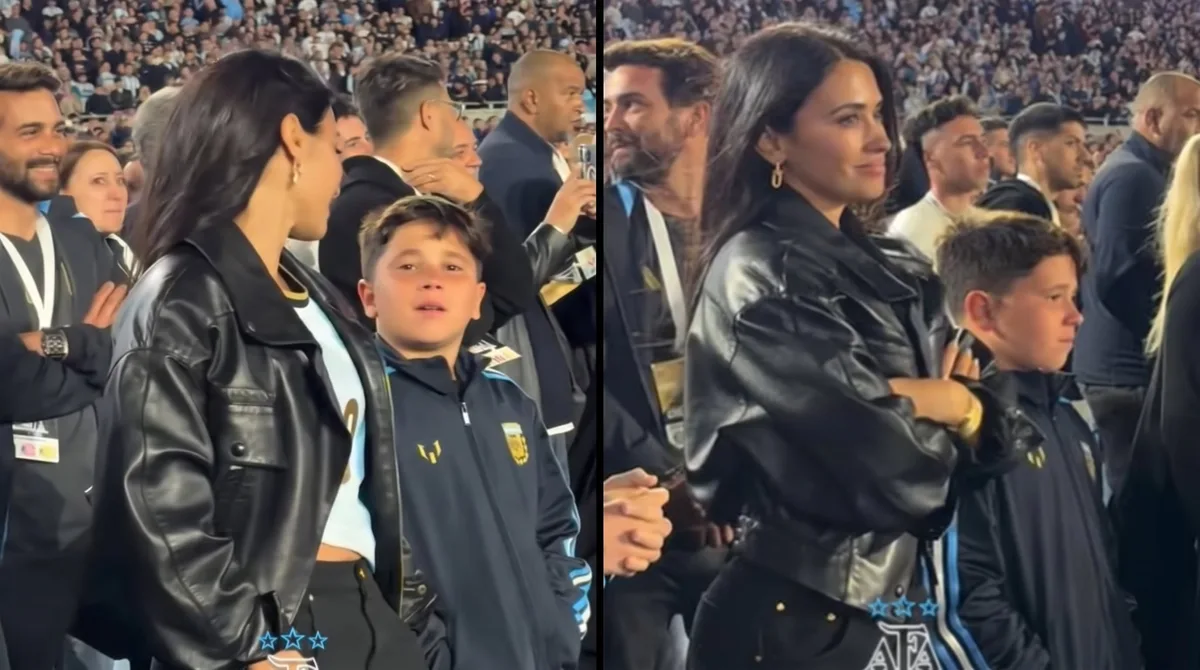 La emoción de Mateo Messi durante el discurso de su papá Lionel en la despedida de la Selección: el gesto contenedor Antonela