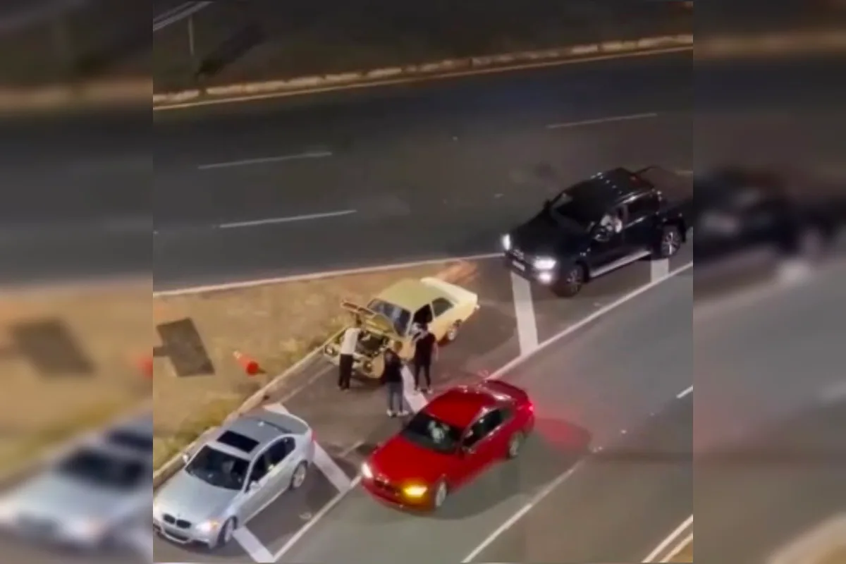 Motoristas fazem drift em balão de Águas Claras e incomodam moradores
