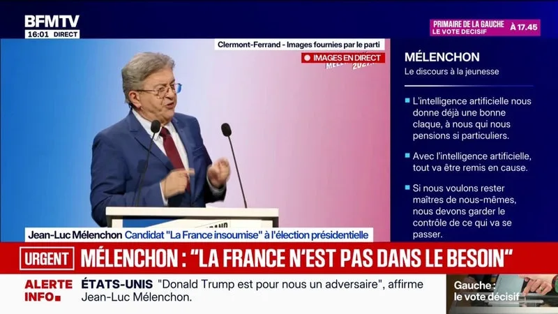 Programme budgétaire du RN: "Marine Le Pen nous propose 120 ans d'austérité", estime Jean-Luc Mélenchon, candidat LFI à la présidentielle