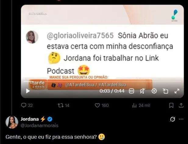 Sônia Abrão alfineta Jordana após ex-BBB ser contratada pela Record, e ela reage; assista Sônia Abrão alfineta Jordana após ex-BBB ser contratada pela Record, e ela reage; assista (Foto: Globo/ Beatriz Damy; Brazil News)