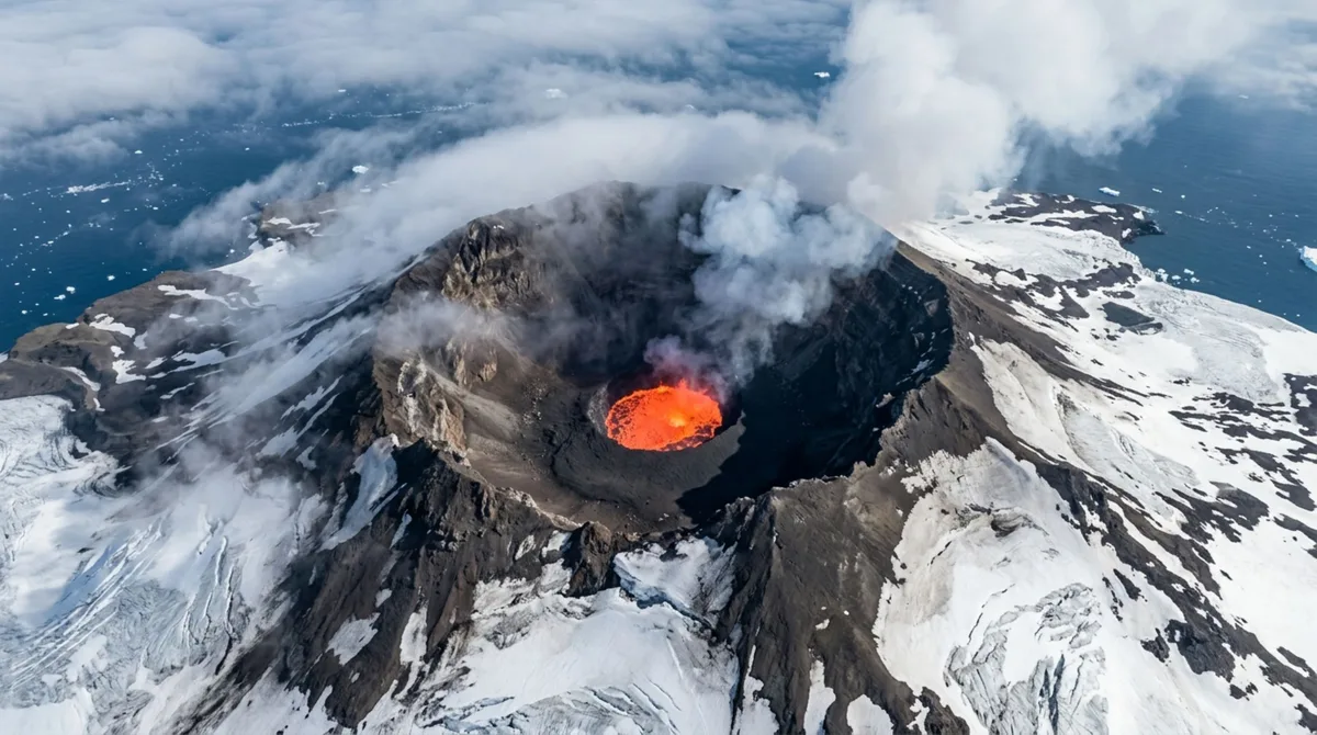 Um vulcão quase sempre escondido por nuvens guardava um lago permanente de lava, e satélites levaram décadas para confirmar o que havia na cratera