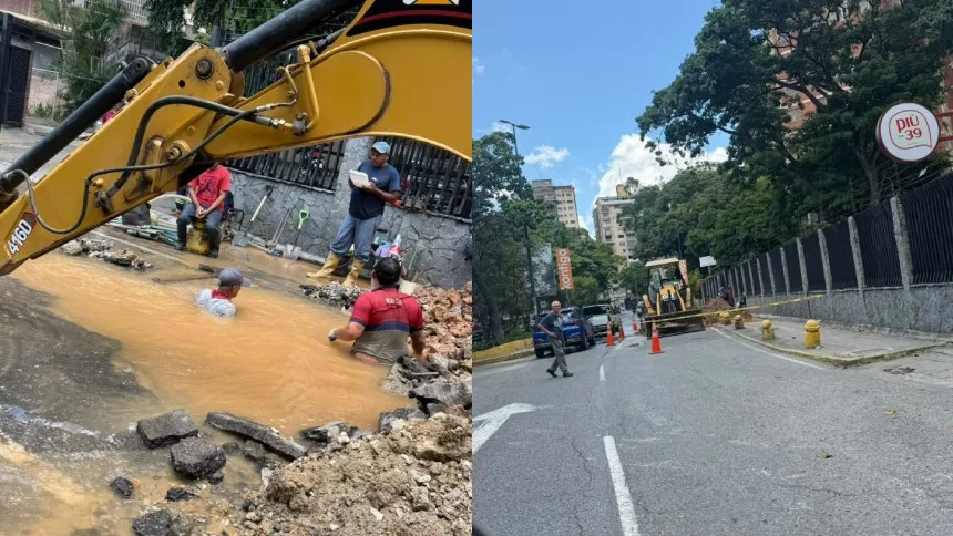 EN FOTOS: Rotura de tubería matriz generó caos en El Marqués, Caracas