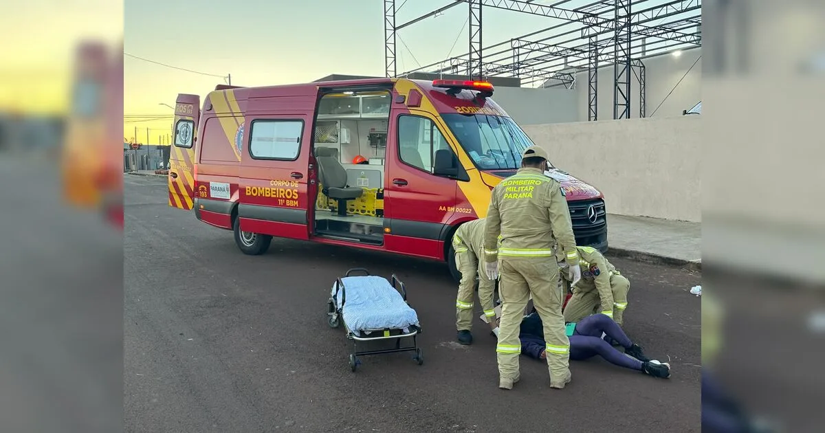 Motociclista fica ferida após queda de moto no Bairro Sanches dos Santos, em Apucarana
