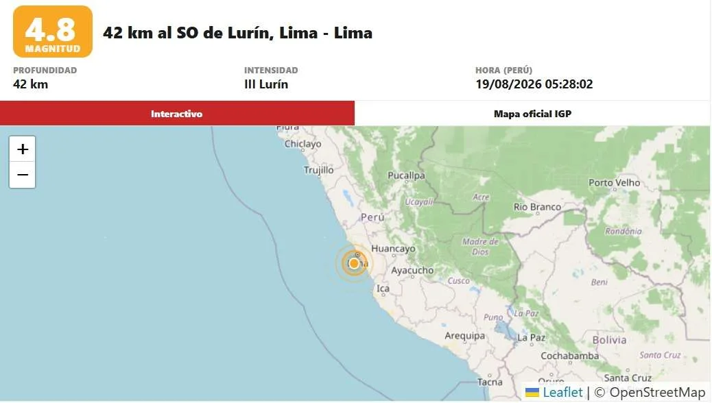 Sismo de 4.8 sacudió a la ciudad de Lima