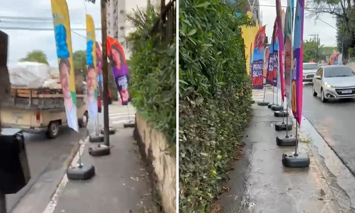 VÍDEO: Pai de criança cadeirante denuncia propaganda política bloqueando calçada