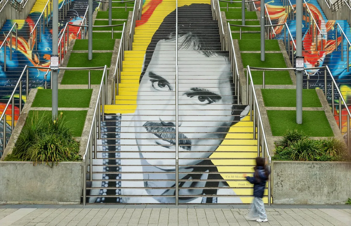 Freddie Mercury mural unveiled on Wembley steps on what would be his 80th birthday
