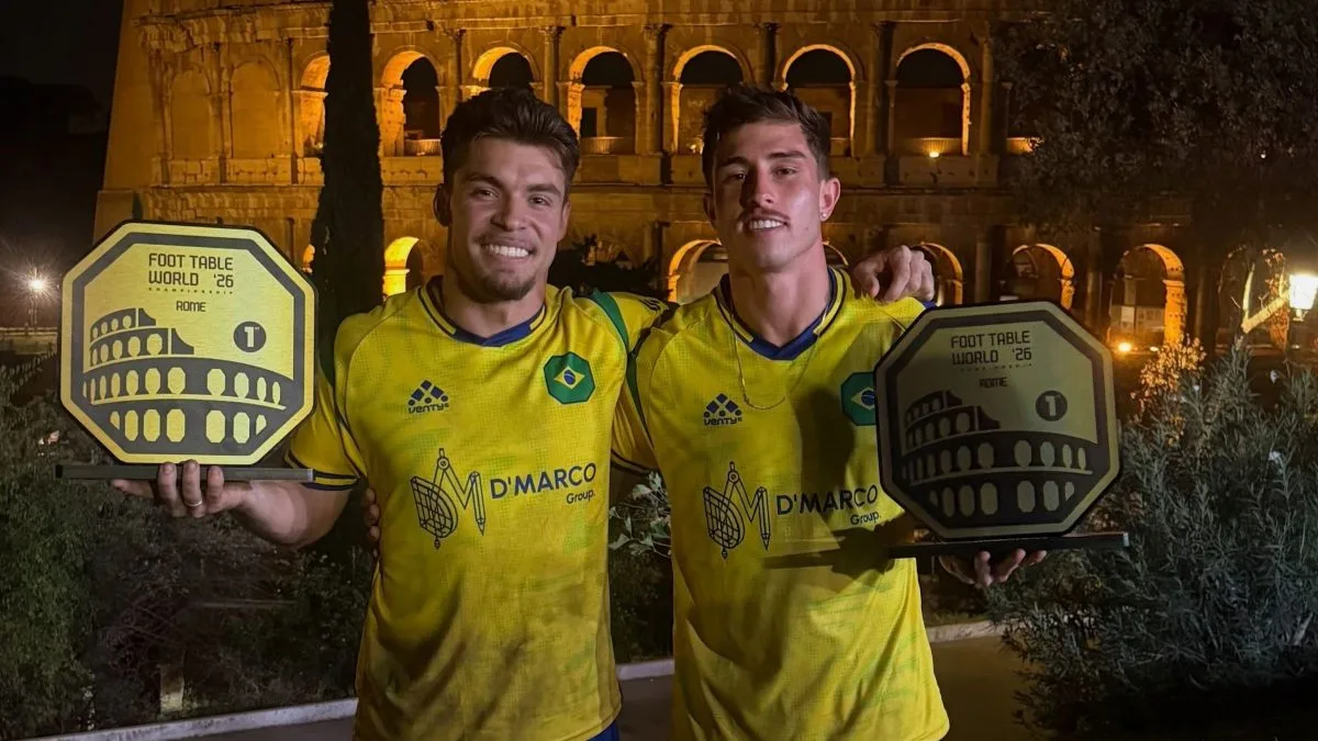 Eles treinam juntos há 10 anos, superam 52 países e acabam de colocar Florianópolis no topo do pódio mundial de futmesa em Roma